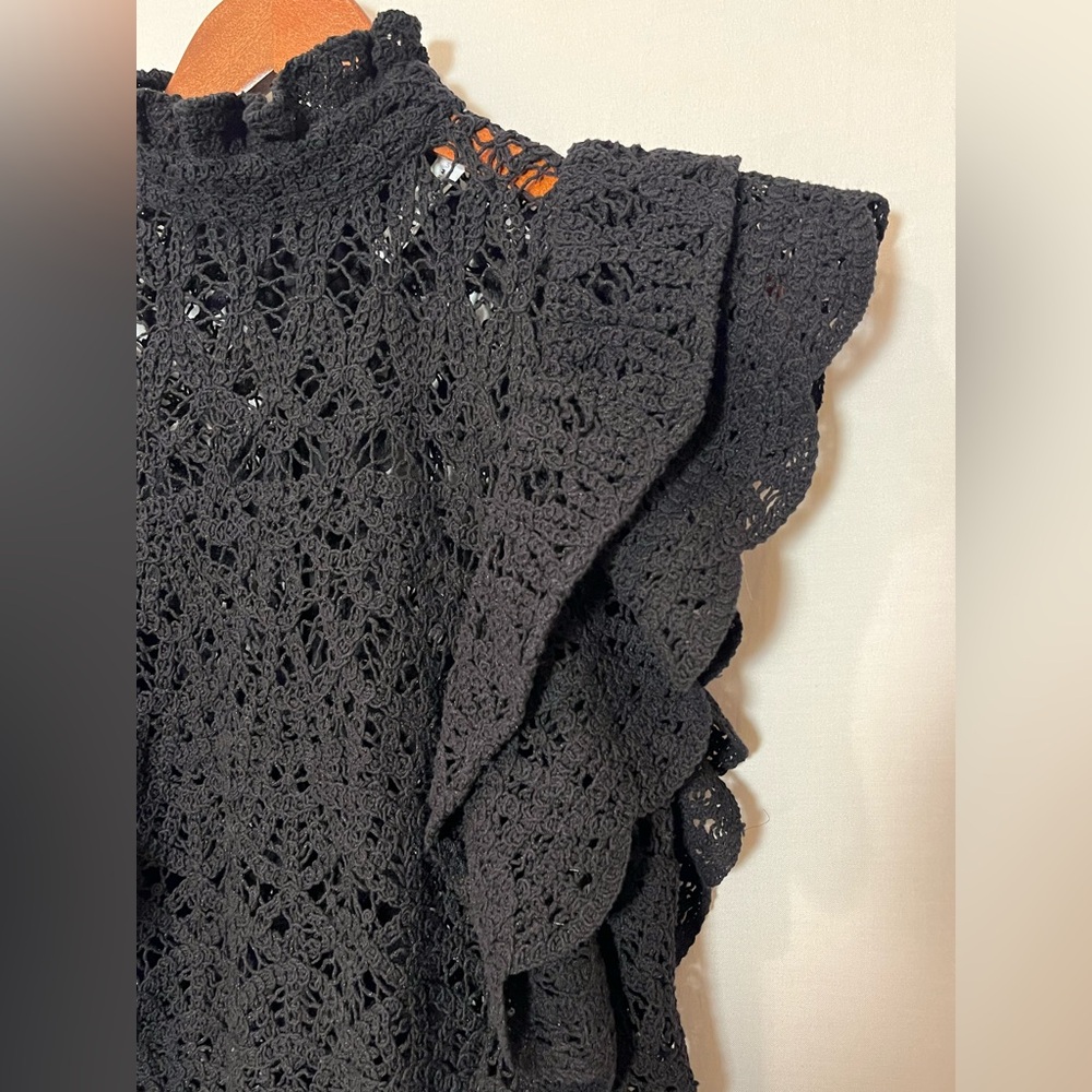 Zara Elegant Black Crochet Maxi Dress - Picture 7 of 16